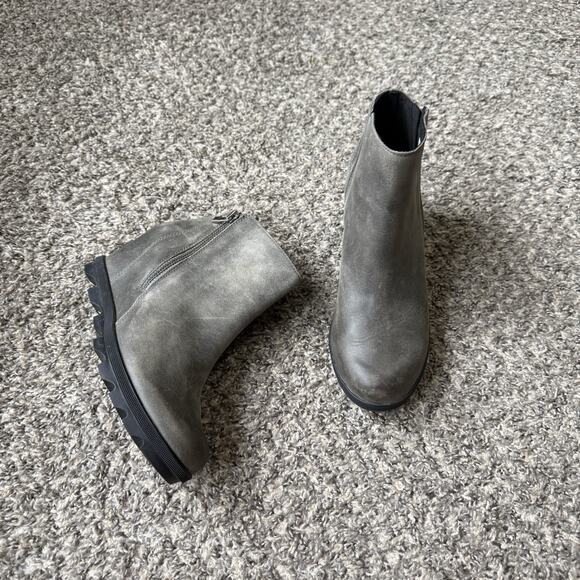 Sorel Womens Joan Of Arctic Wedge II Ankle Boots 9.5 Quarry Gray Zip Comfort - Picture 1 of 9